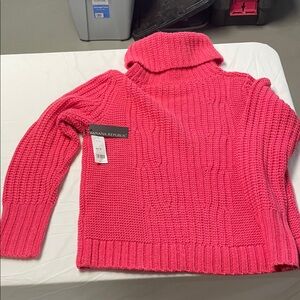 Banana Republic Bright Pink Cowl Neck Turtleneck Sweater